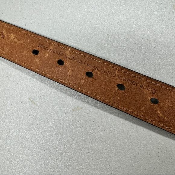 Nocona Tooled Brown Leather Belt Western Unisex 22 Floral Boho Silver Hardwear - Picture 9 of 10